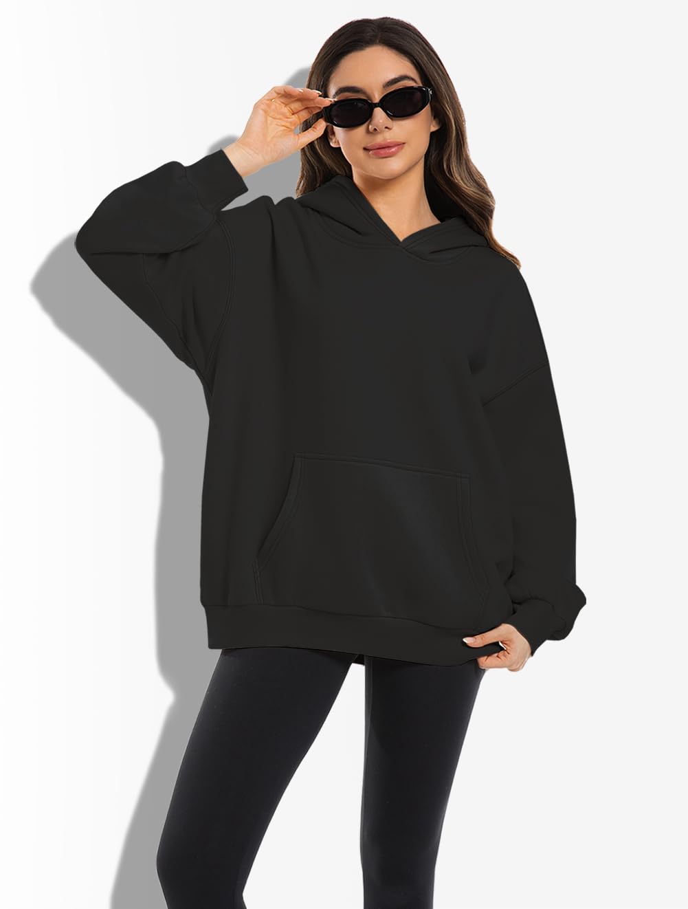 XFIFM 2 Pack Womens Oversized Hoodies Sweatshirts Fleece Hooded Pullover Tops Sweaters Casual Comfy Fall Fashion Heather Grey/Black