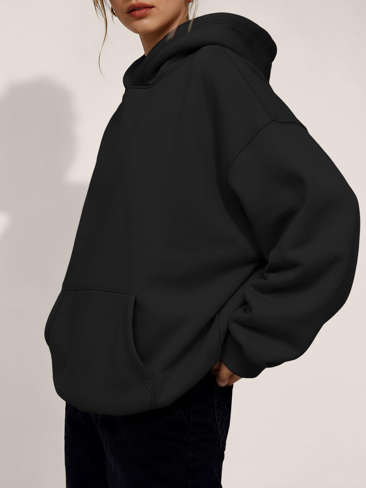 Trendy Queen Women Oversized Hoodies Fall Outfits Black M