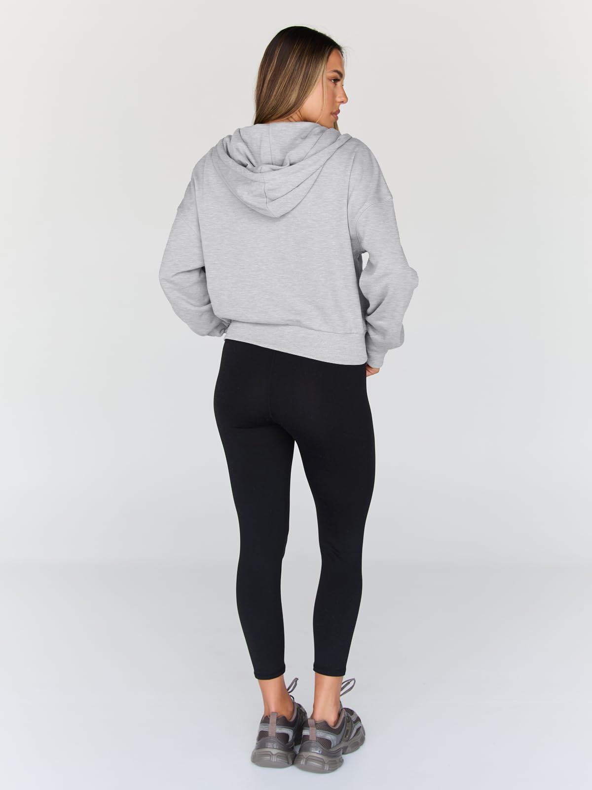 Trendy Queen Womens Zip Up Hoodies Cropped Jackets Fall Outfits 2026 Grey