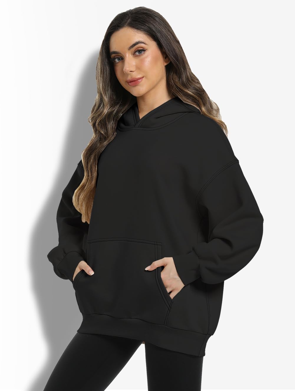 XFIFM 2 Pack Womens Oversized Hoodies Sweatshirts Fleece Hooded Pullover Tops Sweaters Casual Comfy Fall Fashion Heather Grey/Black