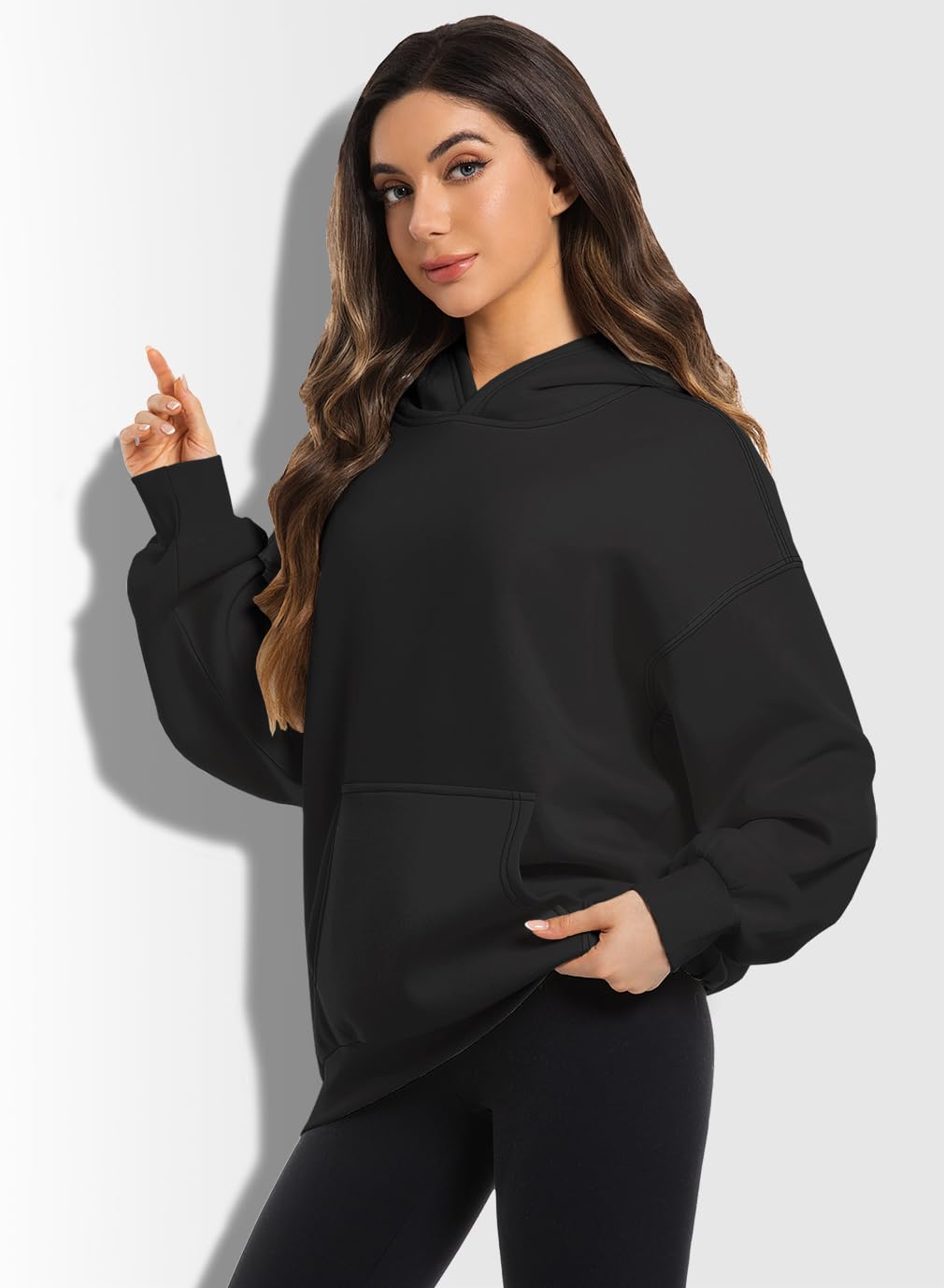 XFIFM 2 Pack Womens Oversized Hoodies Sweatshirts Fleece Hooded Pullover Tops Sweaters Casual Comfy Fall Fashion Heather Grey/Black