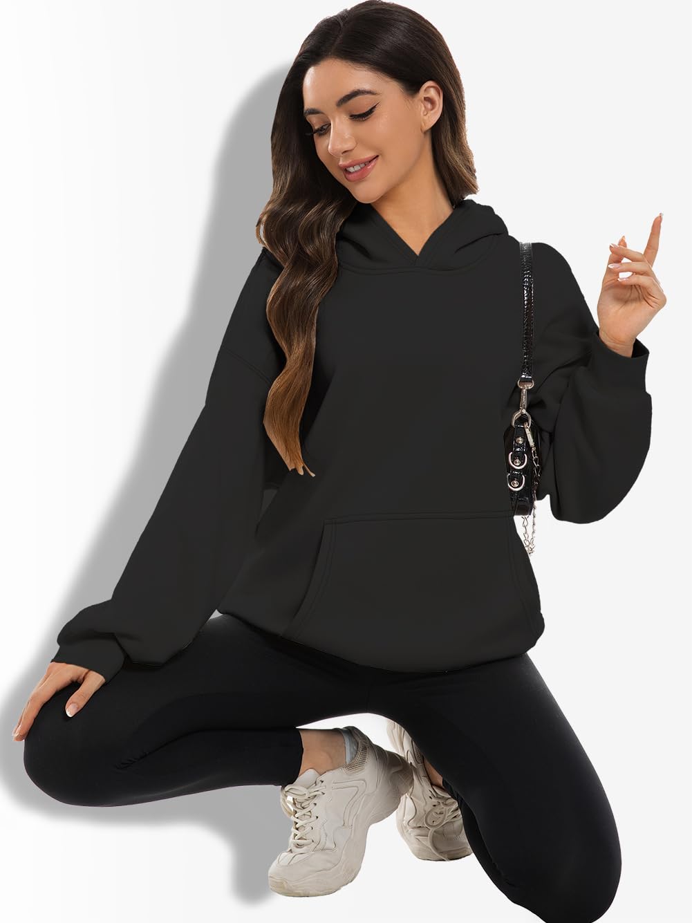 XFIFM 2 Pack Womens Oversized Hoodies Sweatshirts Fleece Hooded Pullover Tops Sweaters Casual Comfy Fall Fashion Heather Grey/Black