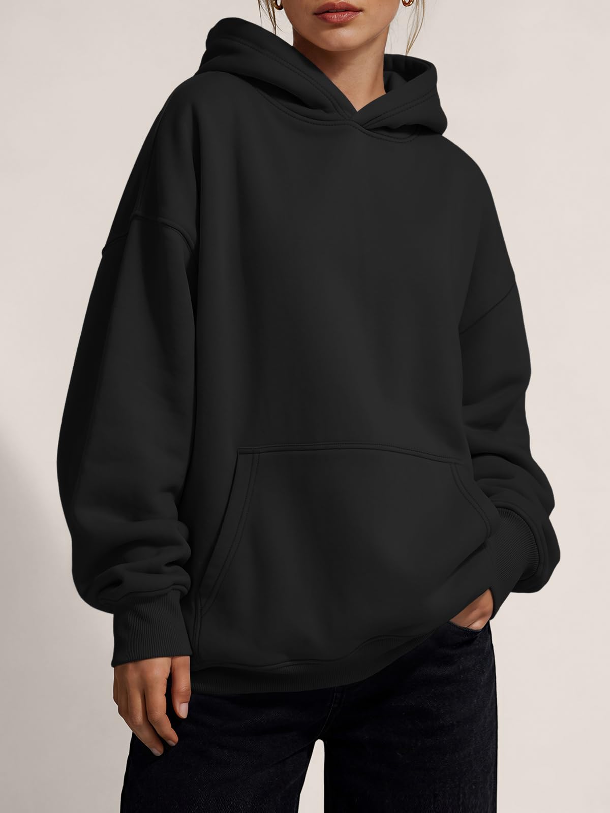 Trendy Queen Women Oversized Hoodies Fall Outfits Black M
