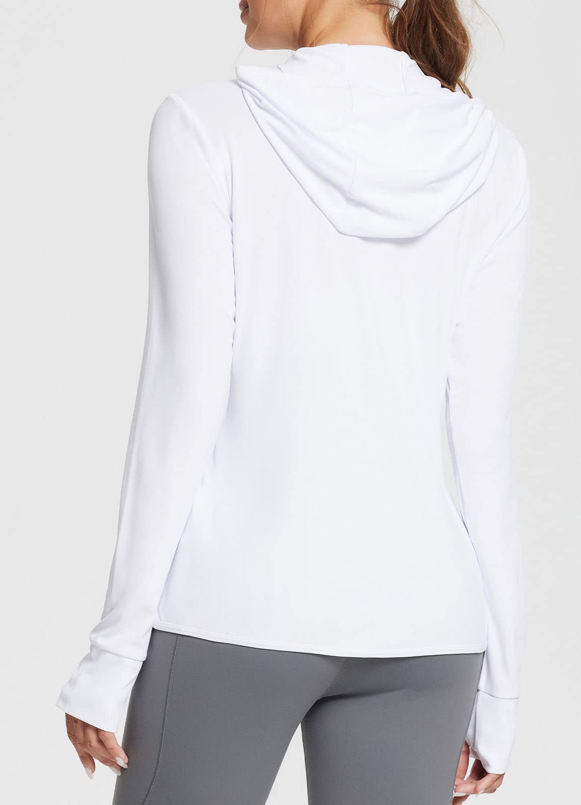 baleaf Women's UPF 50+ Sun Protection Jacket Lightweight UV Long Sleeve Hoodie for Hiking Outdoor Travel Fishing White S