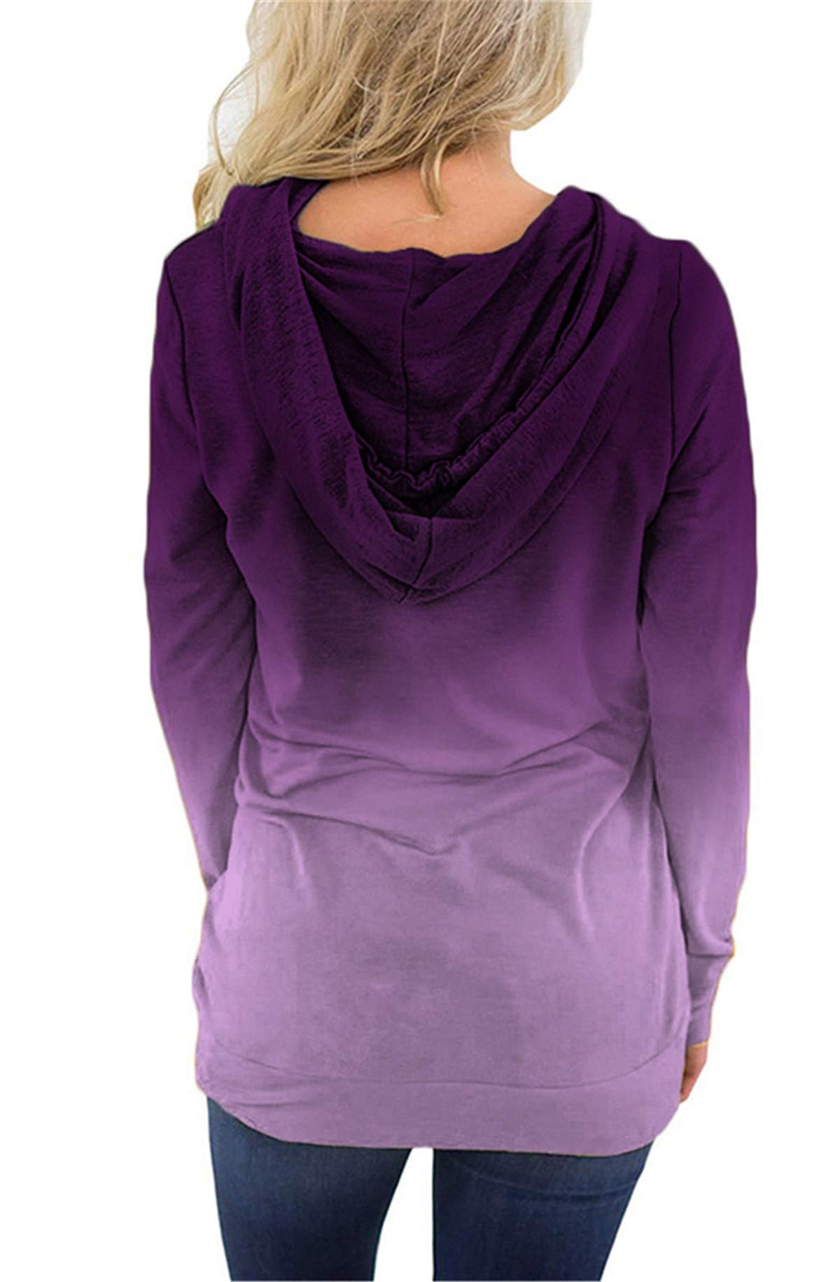 onlypuff Hoodies for Women Tie Dye Hooded Sweatshirts Trendy Teen Girls Fashion Fall Tunic Tops Dressy Shirt Purple XXL