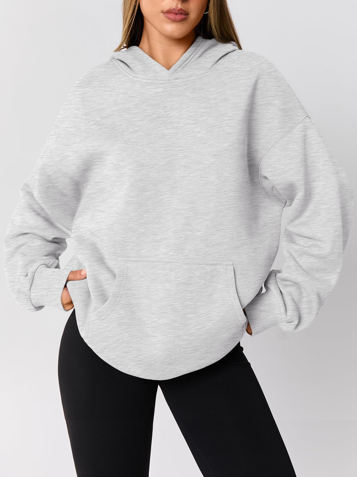 AUTOMET Womens Oversized Hoodies Trendy Pullover Sweatshirts Grey M