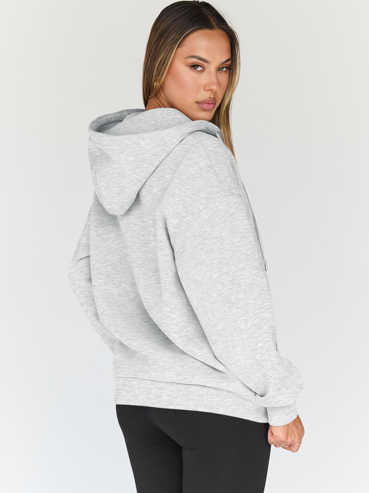 Trendy Queen Womens Zip Up Hoodies 2026 Oversized Sweatshirt Grey M
