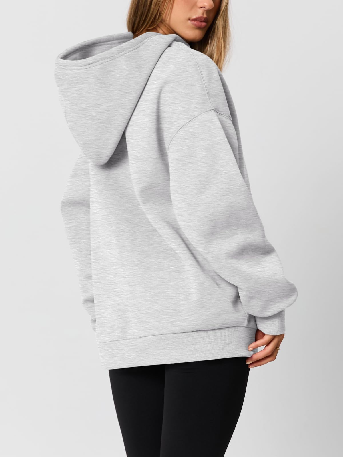 AUTOMET Womens Oversized Hoodies Trendy Pullover Sweatshirts Grey M