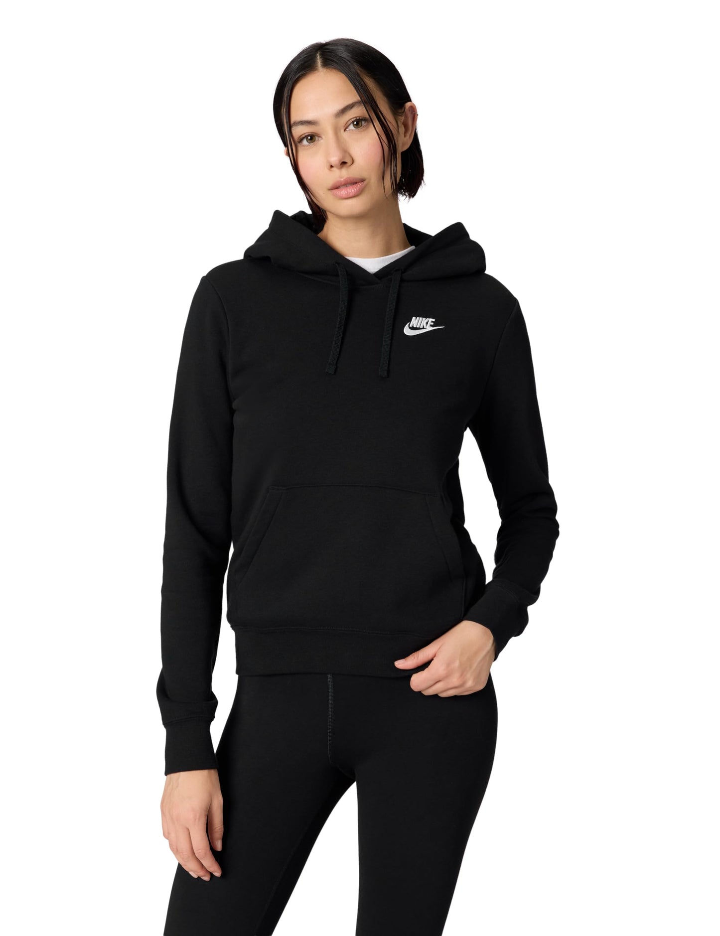 Nike Women's Sportswear Club Fleece Pullover Hoodie, Black/White, Small
