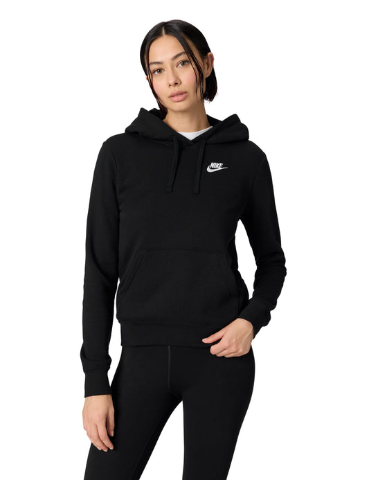 Nike Women's Sportswear Club Fleece Pullover Hoodie, Black/White, Small