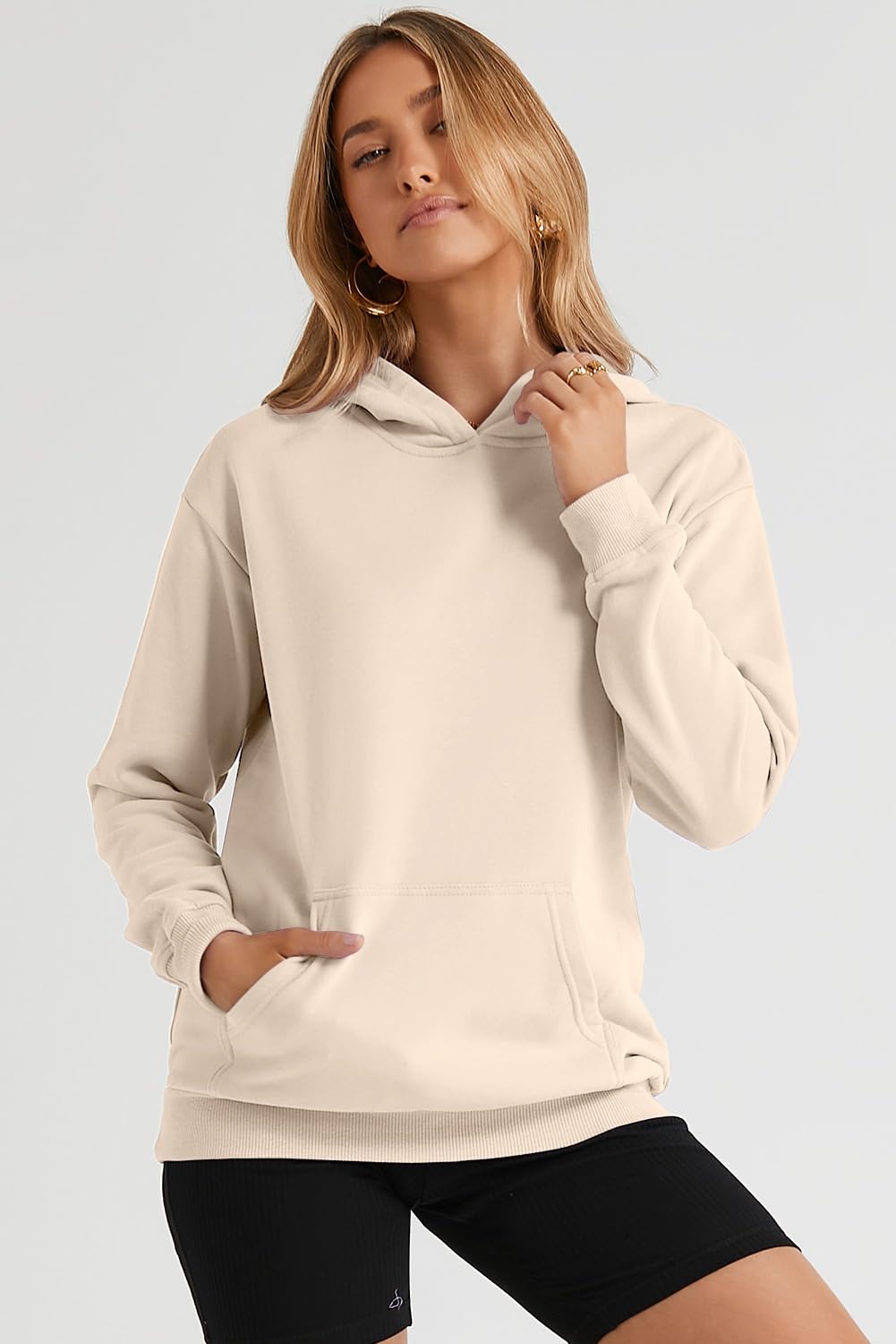 SHEWIN Womens Hoodies Casual Long Sleeve Solid Lightweight Hoodie Pullover Tops Soft Loose Hooded Sweatshirt Fall Clothes for Women 2026,US 4-6(S),Apricot