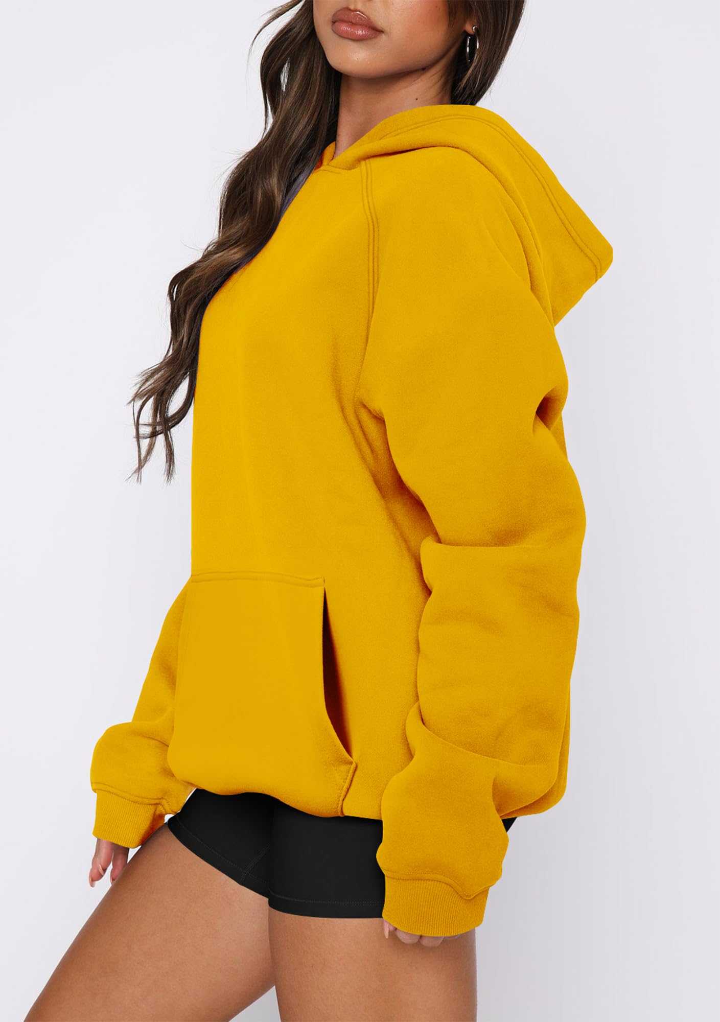 onlypuff Women Cute Hooded Sweatshirts Solid Long Sleeve Basic Fashion Baggy Boyfriend Hoodies Ginger S