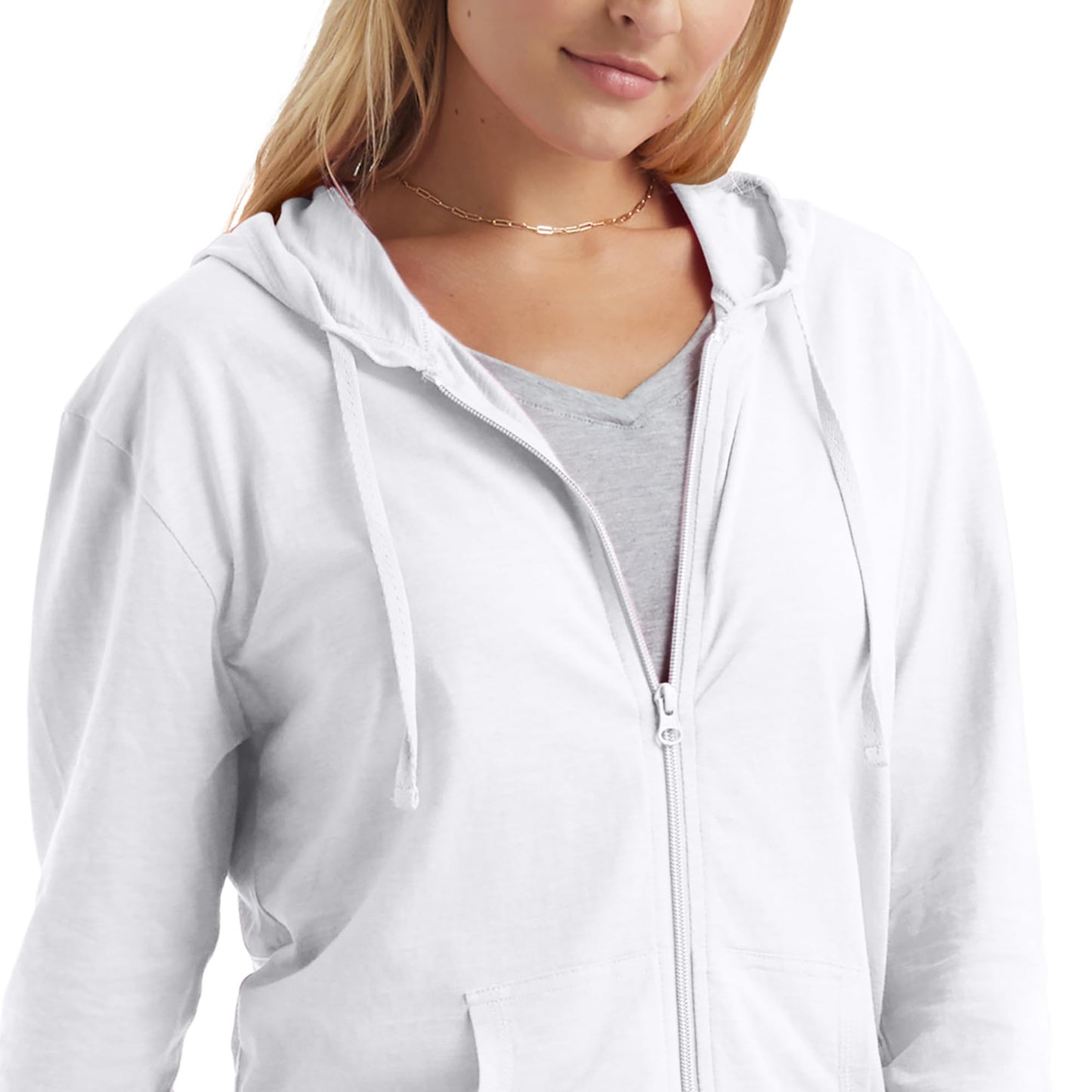 Hanes Womens Slub Knit Full-zip Hoodie, Textured Cotton Zip-up T-shirt For Fashion-hoodies, White, Large US
