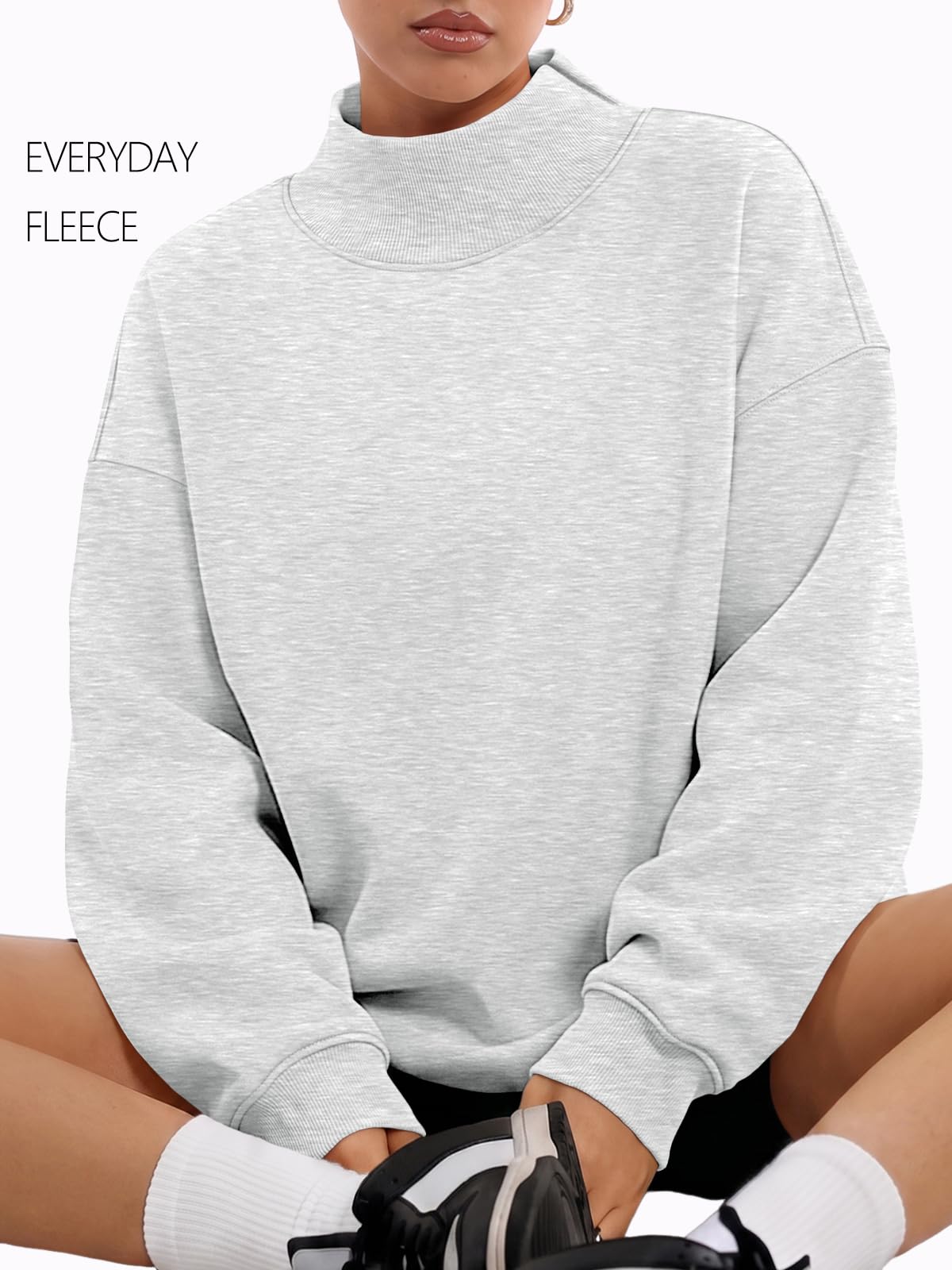 Trendy Queen Womens Mock Neck Sweatshirts Oversized Pullover Fall Outfits
