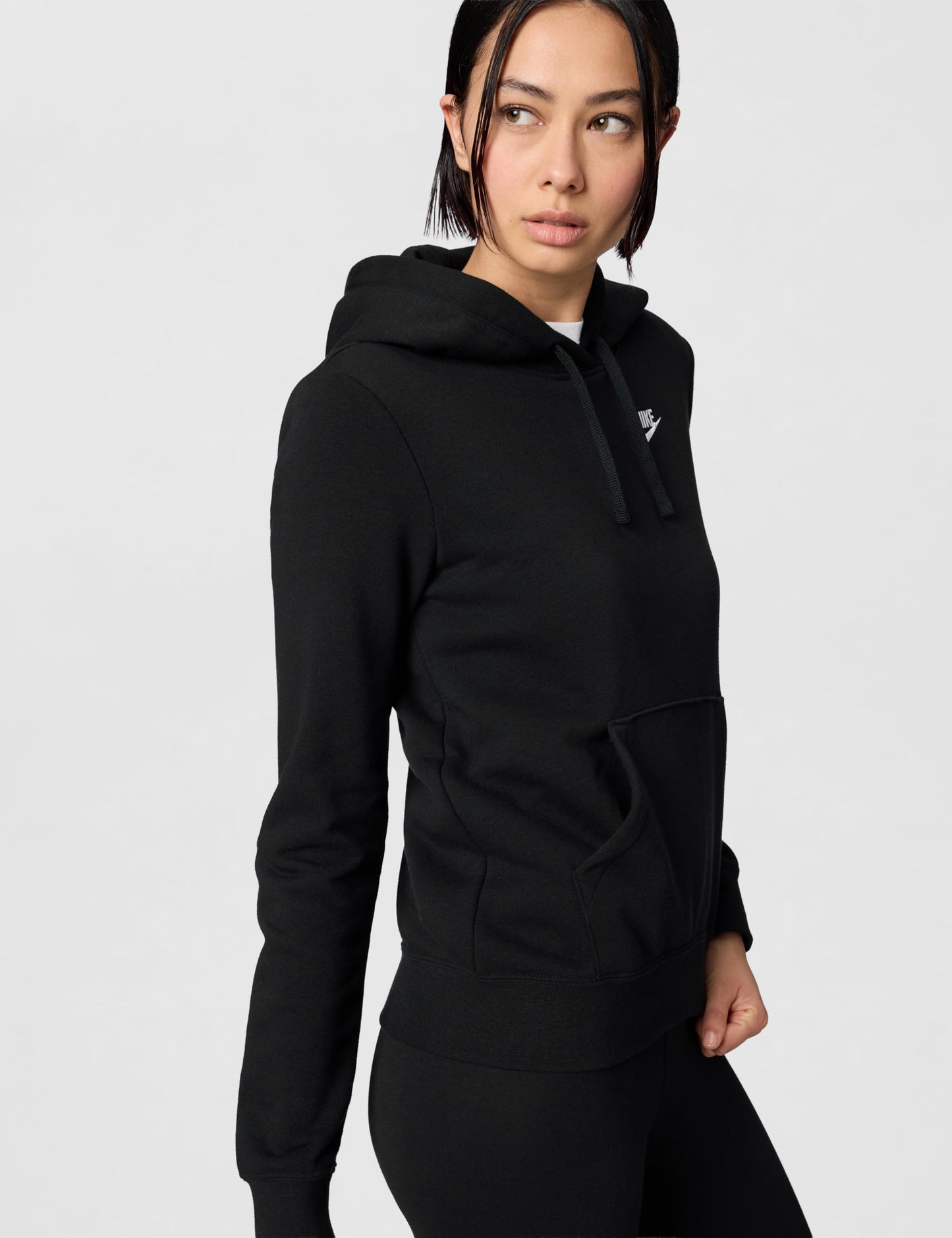 Nike Women's Sportswear Club Fleece Pullover Hoodie, Black/White, Small