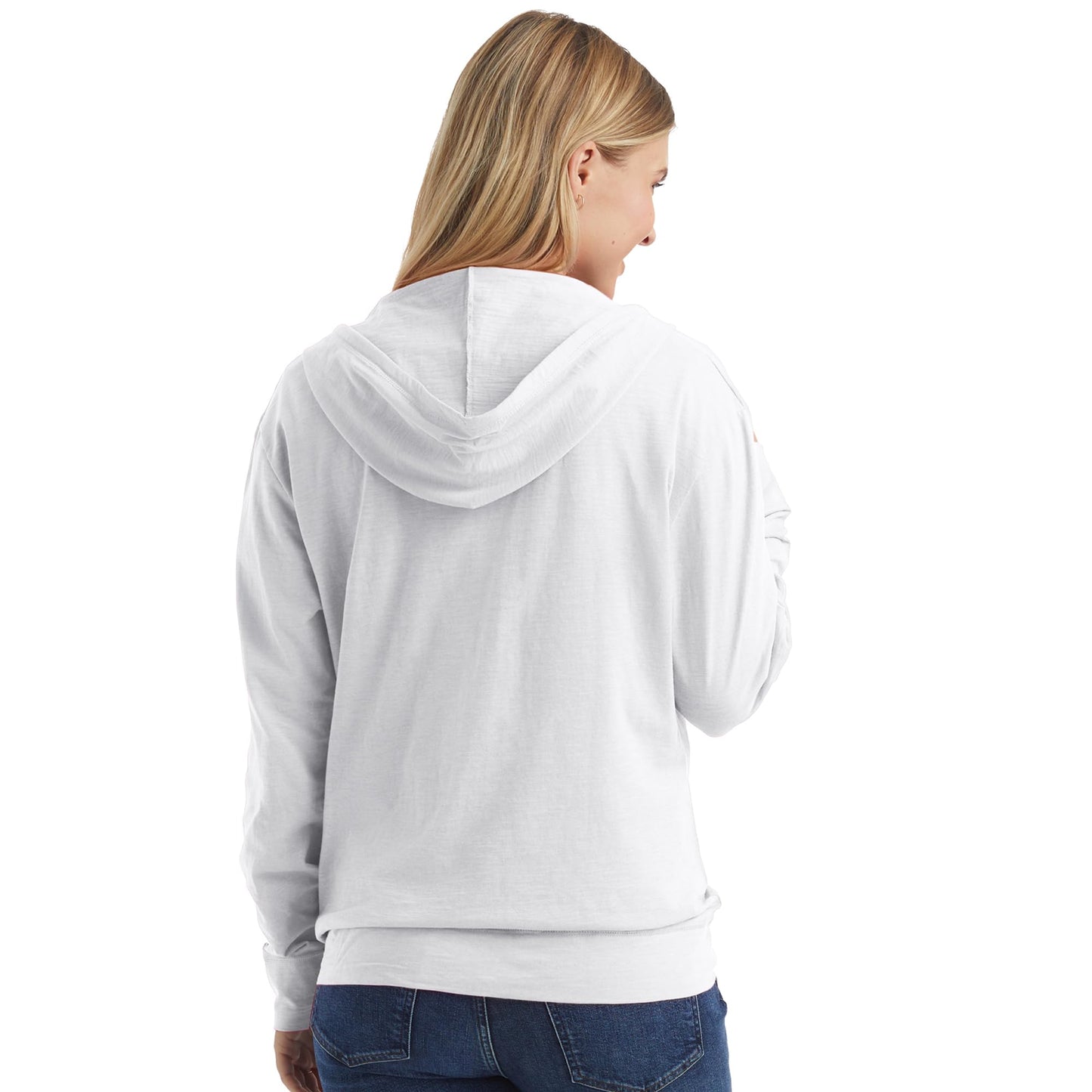 Hanes Womens Slub Knit Full-zip Hoodie, Textured Cotton Zip-up T-shirt For Fashion-hoodies, White, Large US