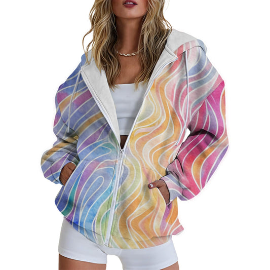 Womens Zip Up Hoodies Long Sleeve Graphic Print Oversized Loose Sweatshirts Jacket Pockets 2025 Spring Fall Outfits Fashion Casual Clothes Going Out Lightweight Comfortable Tops,3XL