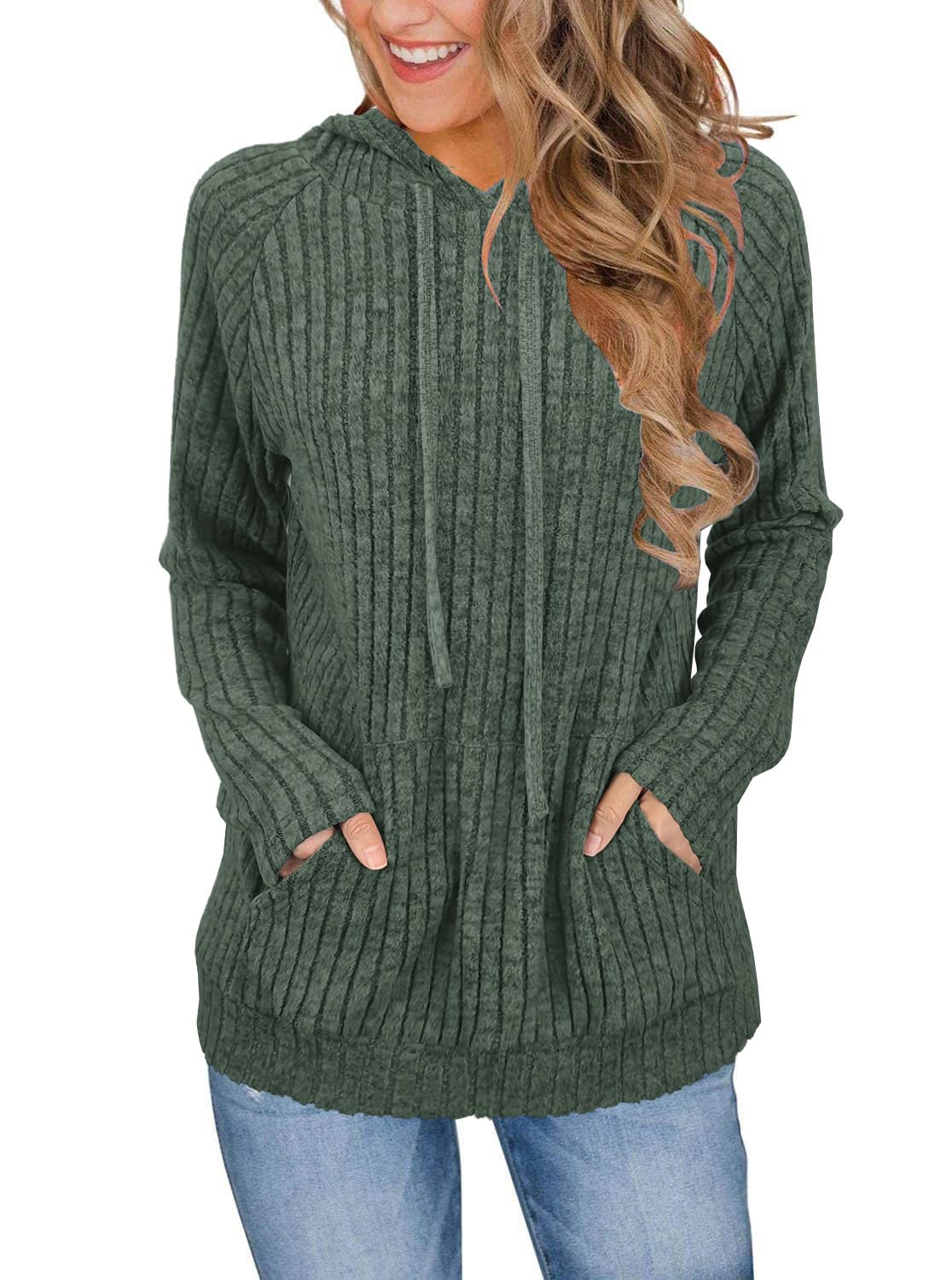 JomeDesign Womens Fall Fashion 2025 Long Sleeve Hoodie Pullover Sweashirts Dressy Casual Green