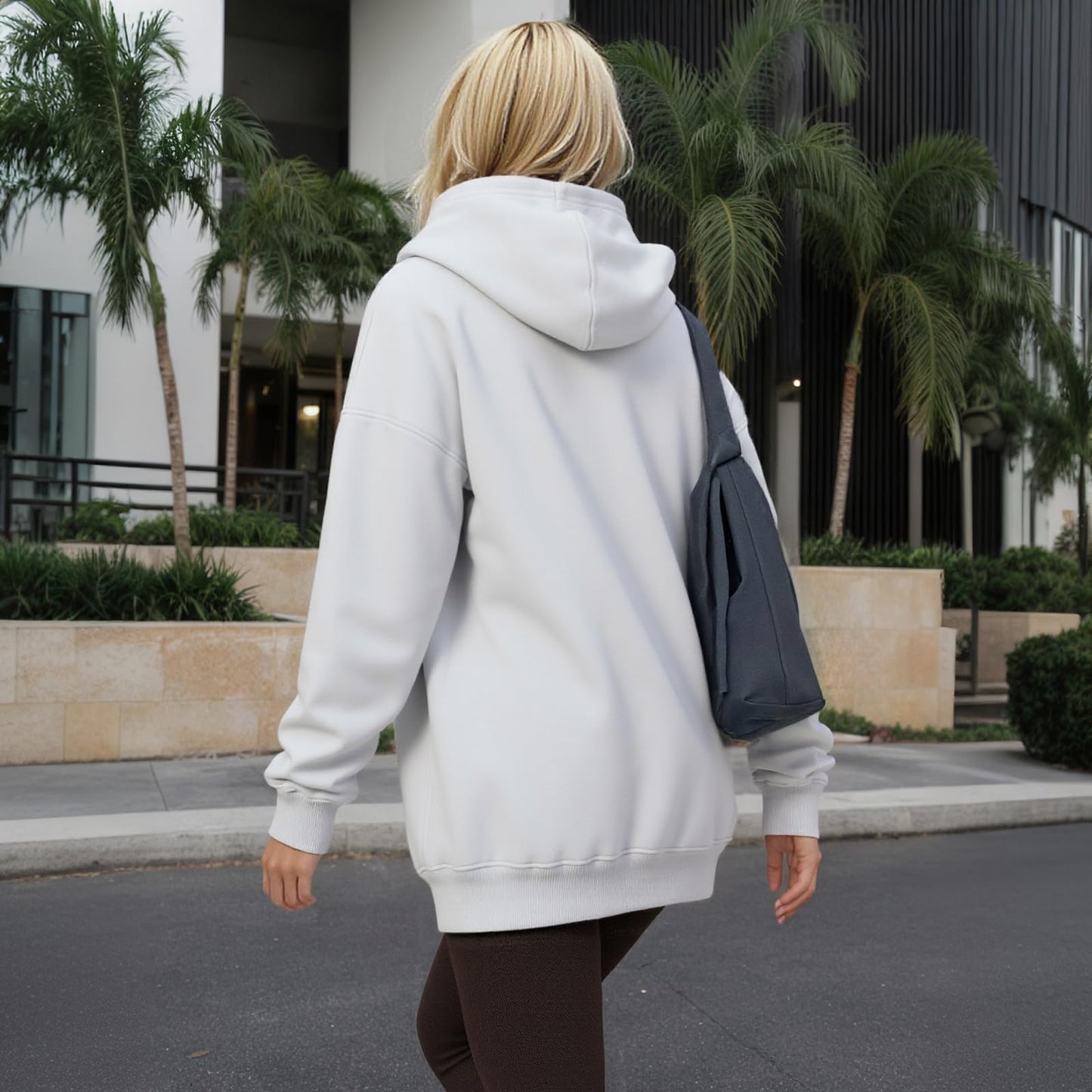 YARBCEN Womens Hooded Hoodies Sweatshirts - Long Sleeve Crewneck Sweaters With Pocket 2026 Fashion Spring Oversized Clothes Gray
