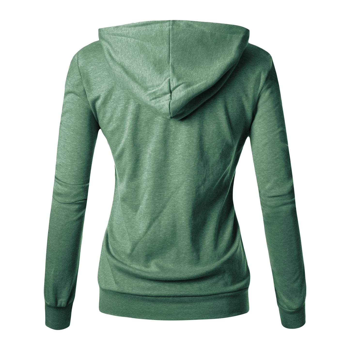 GIVON Womens Casual Zip Up Hoodie Cotton Blend Soft Fabric Basic Layering Hooded Jacket with Kangaroo Pocket / DCF200-JADEGREEN-L