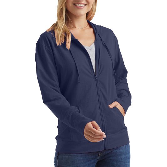 Hanes Womens Slub Knit Full-zip Hoodie, Textured Cotton Zip-up T-shirt For Fashion-hoodies, Navy, X-Large US