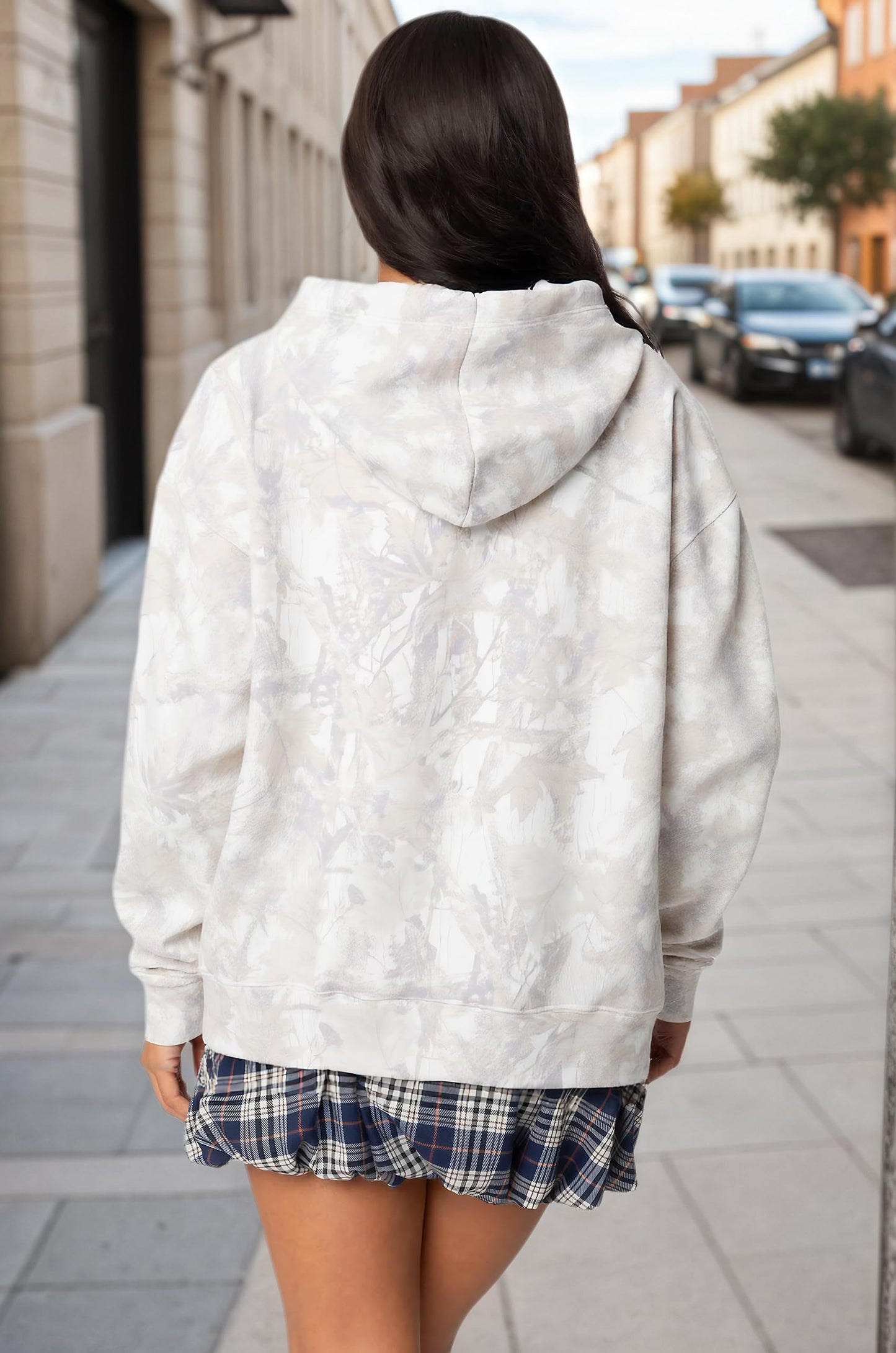 Anoumcy Oversized Light Camo Hoodie Womens Maple Leaf Print Hooded Sweatshirt Fleece Camouflage Hoodies For Women Trendy Grey S