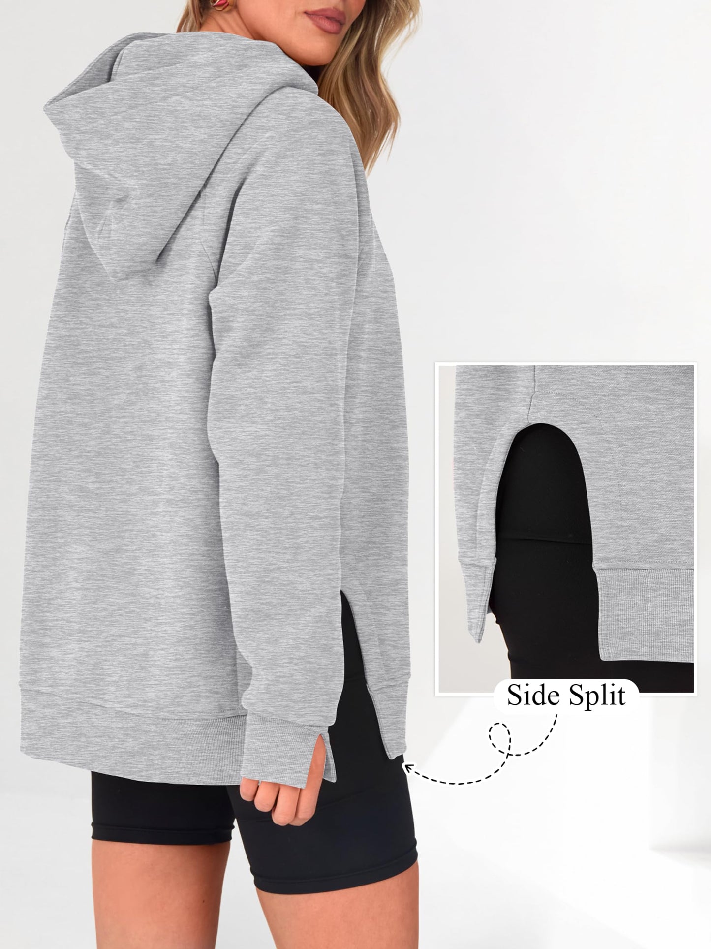 ANRABESS Hoodies for Women Oversized Long Sleeve Sweatshirts,Light Grey,M