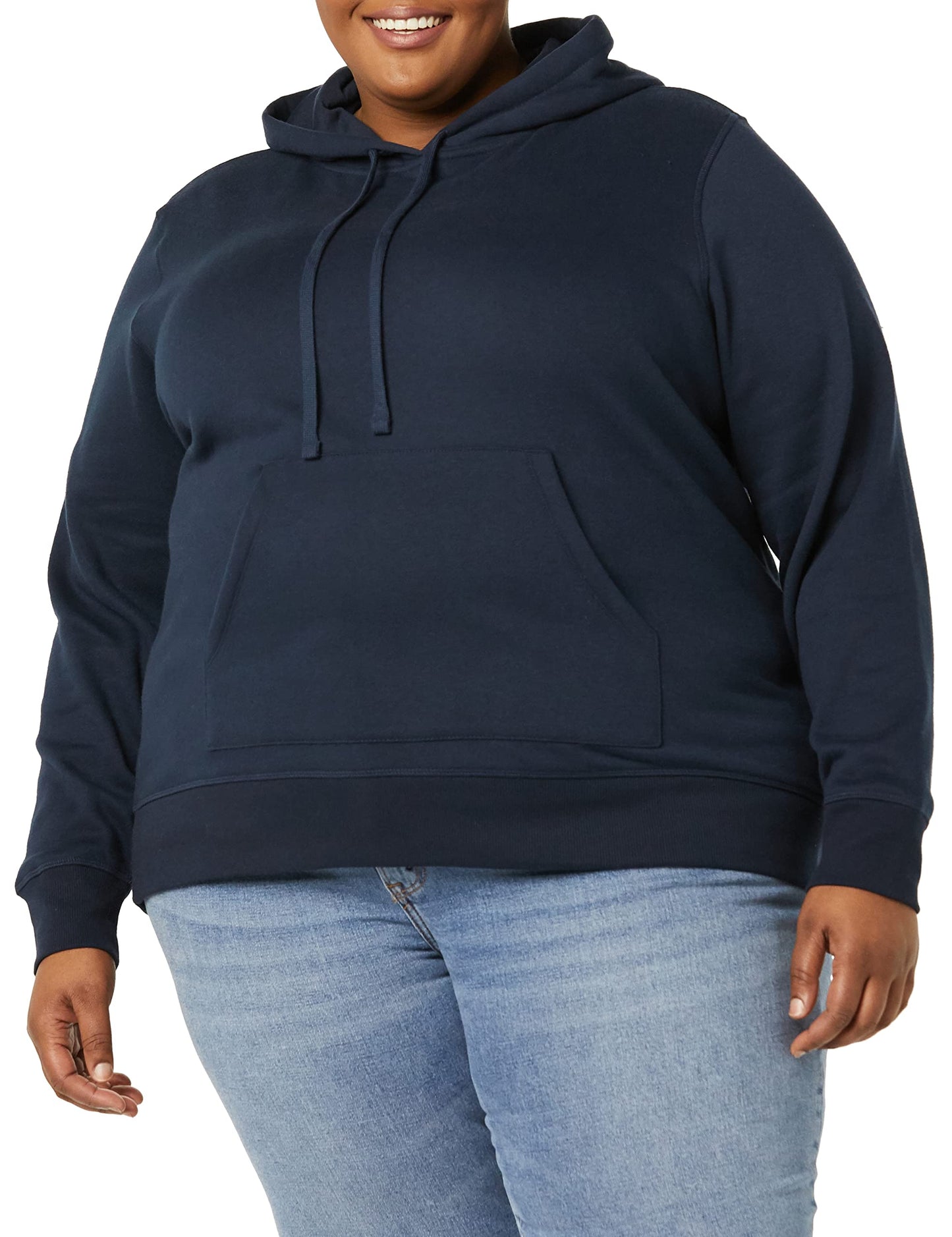 Amazon Essentials Women's Regular-Fit Brushed Back Fleece Pullover Hoodie (Available in Plus Size), Navy, Medium