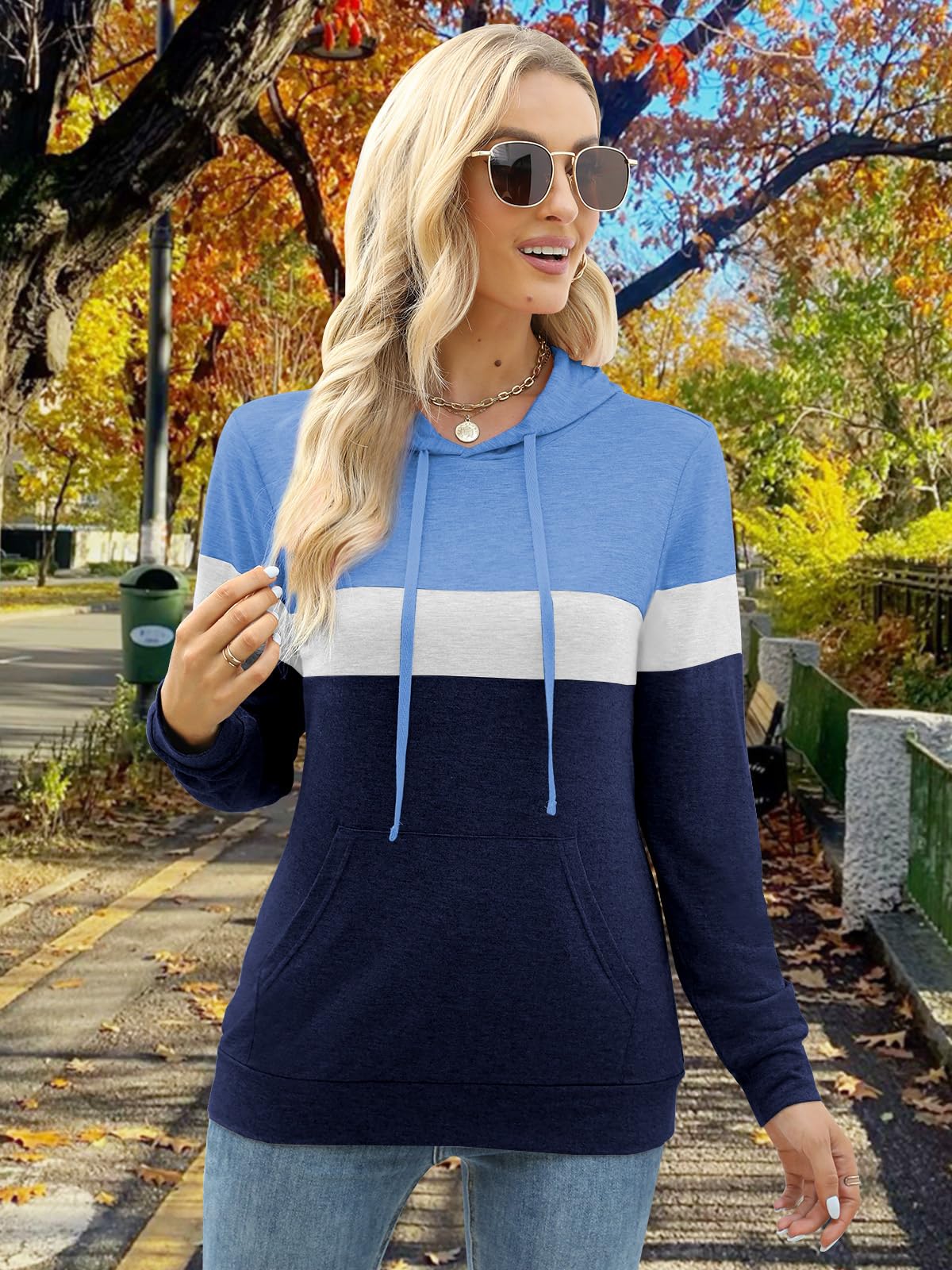 MixShe Hoodies for Women Fall Clothes Womens Blouses Anthropologie Outfits Cashmere Sweaters Skyblue Large
