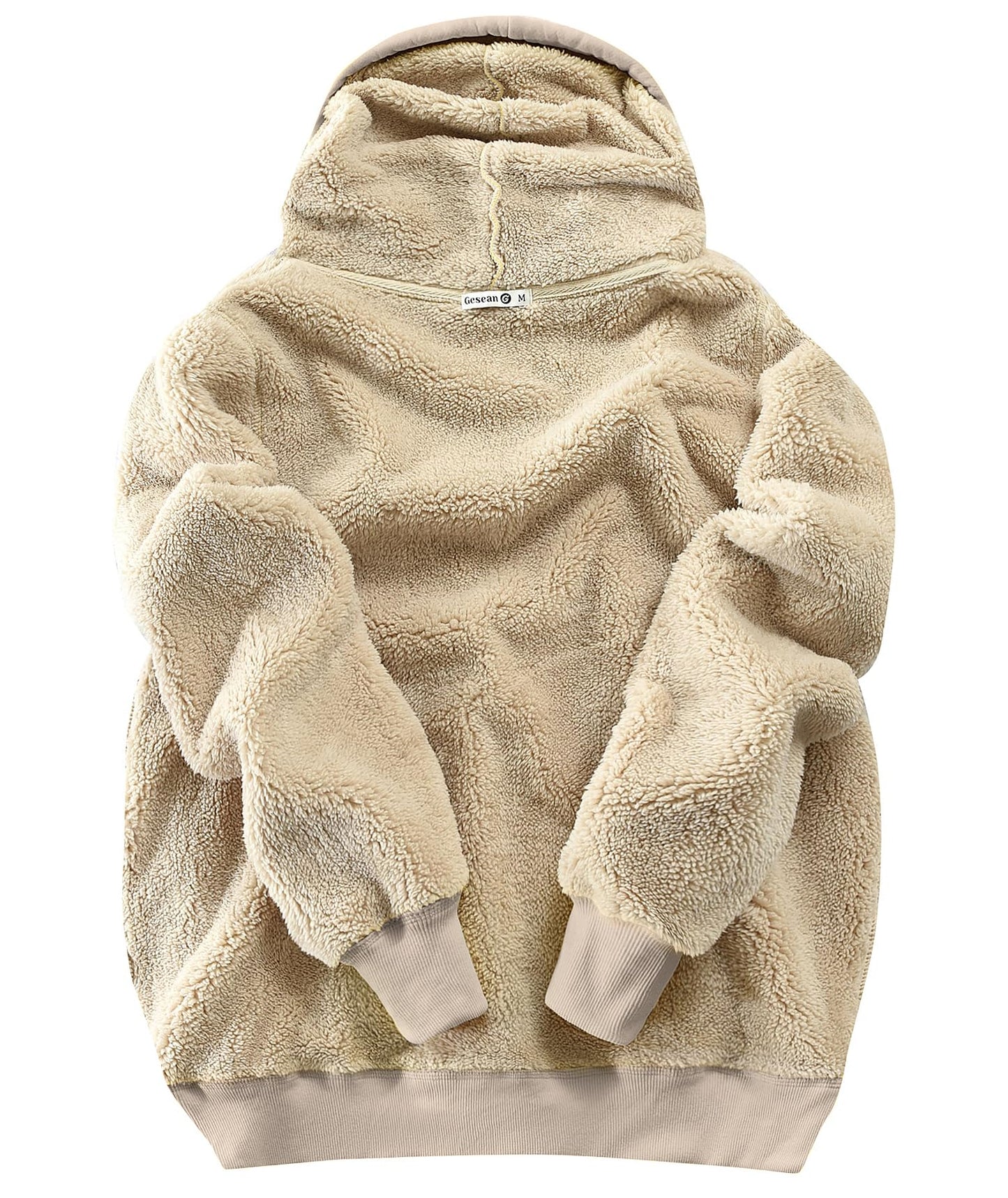 Gesean Women's Sherpa Cotton Pullover Sweatshirt Fleece Hoodie Grey XL