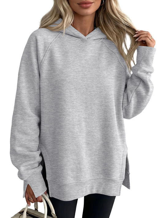 ANRABESS Hoodies for Women Oversized Long Sleeve Sweatshirts,Light Grey,M