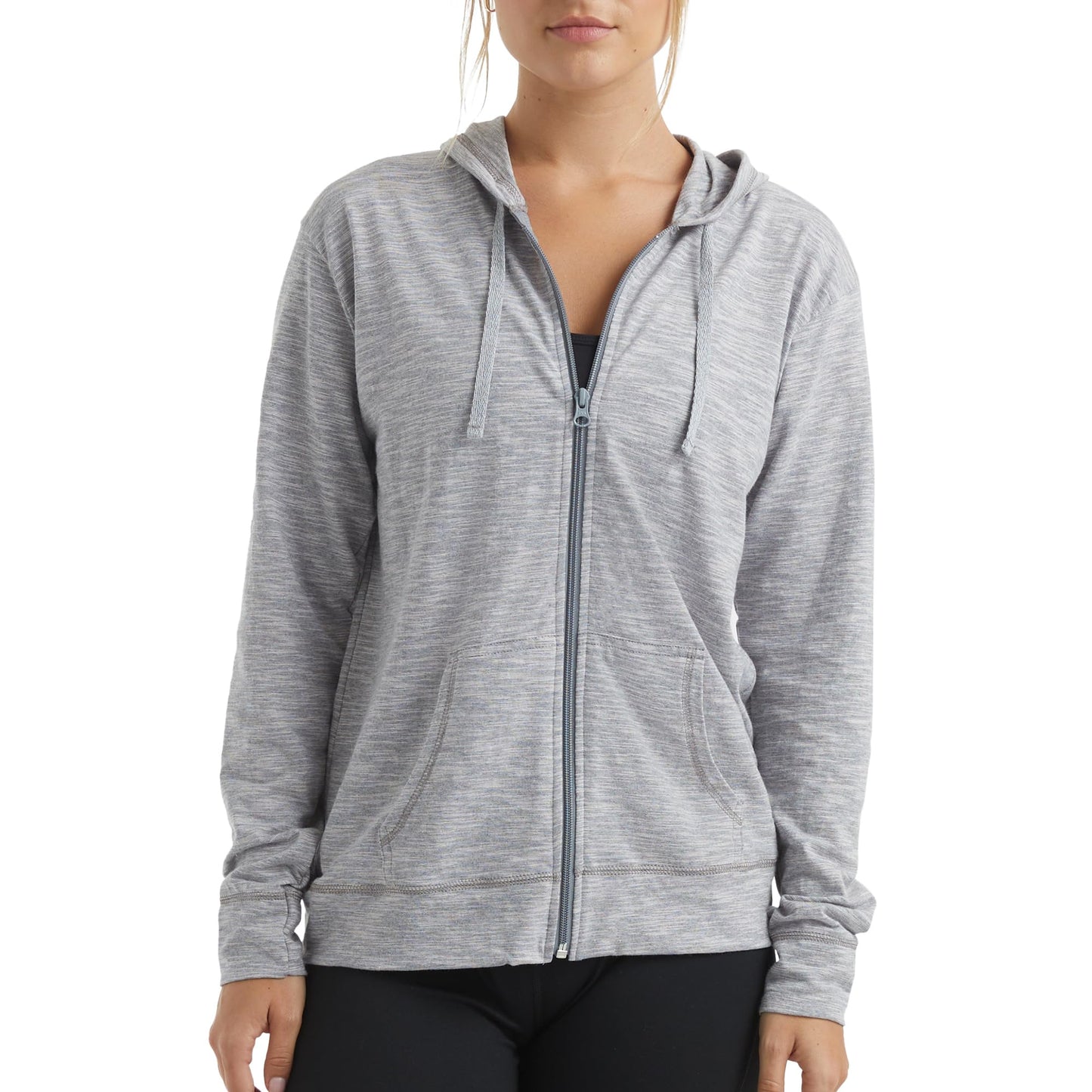 Hanes Womens Slub Knit Full-zip Hoodie, Textured Cotton Zip-up T-shirt For, Dada Gray Pe Heather, Large US